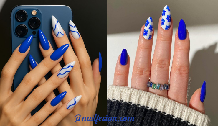 White and Blue Nails Ideas